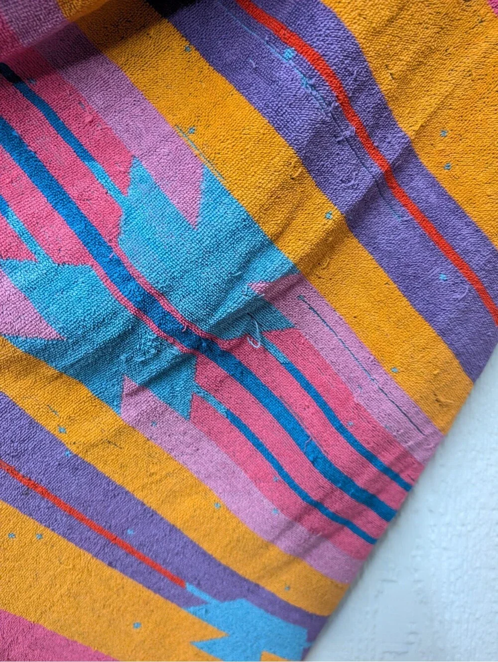 Vintage Royal Terry Beach Towel Bright Southwestern Tribal Retro 80s 90s Cotton